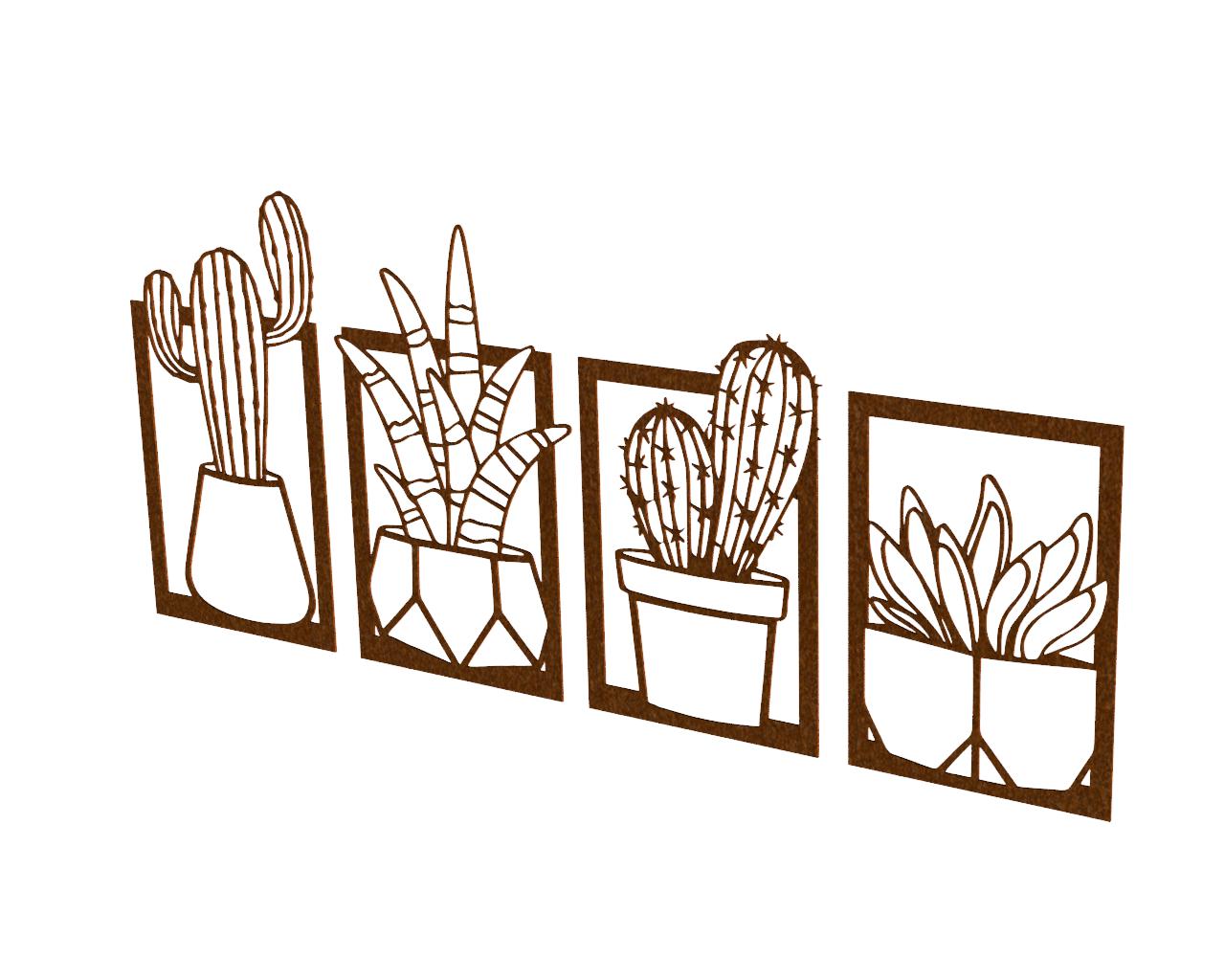 Cactussen 4 stuks Cortenstaal