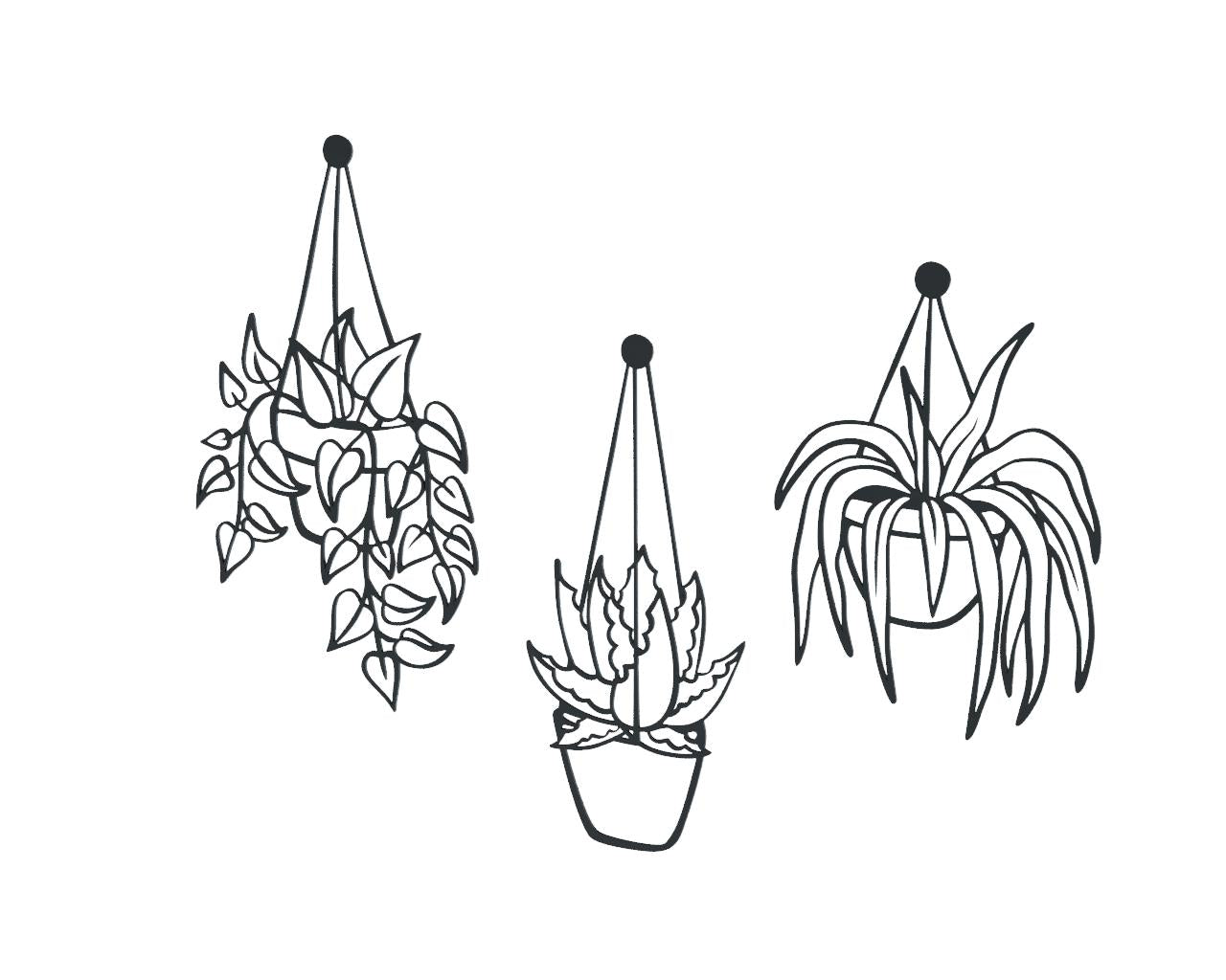 Hangplanten 3 stuks Zwart