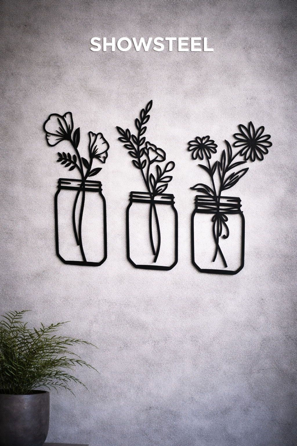 Planten in potjes 3 stuks Zwart