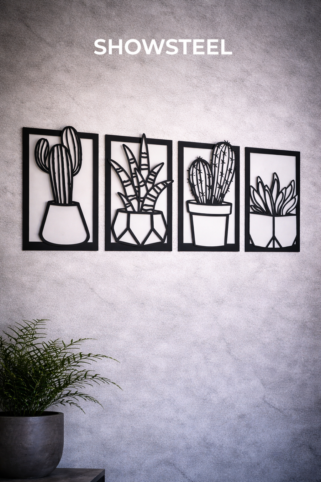 Cactussen 4 stuks Zwart