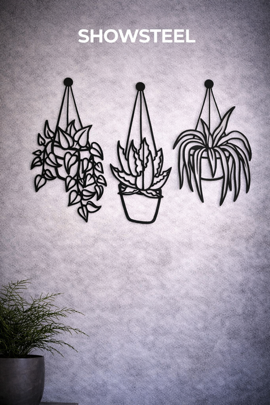 Hangplanten 3 stuks Zwart